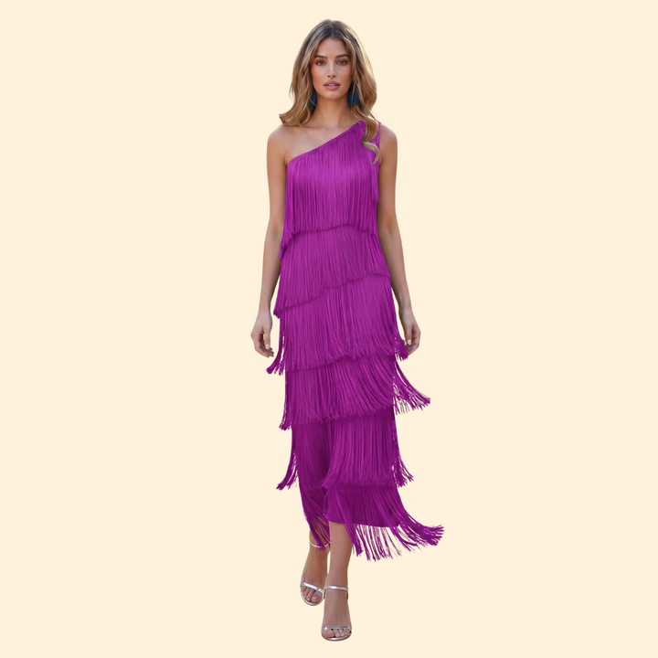 Women's Flowing Fringe Evening Dress