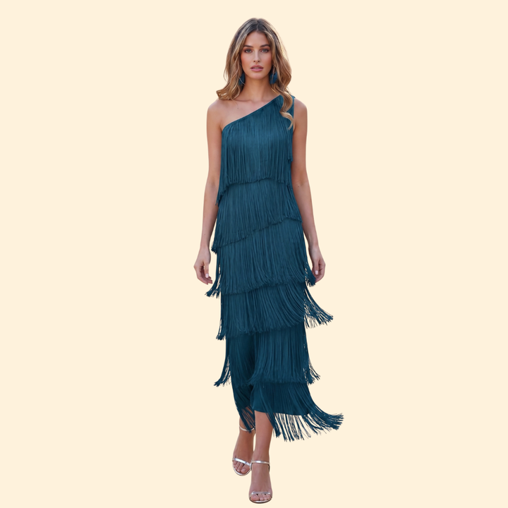 Women's Flowing Fringe Evening Dress