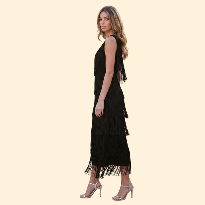 Women's Flowing Fringe Evening Dress