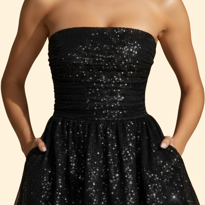Women's Glitter A-Line Evening Mini Dress