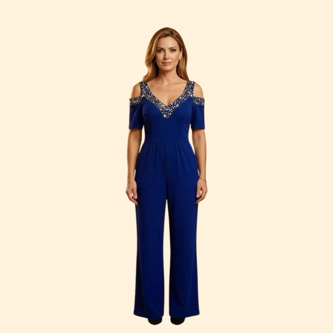 Women's Glittery Off-Shoulder Jumpsuit