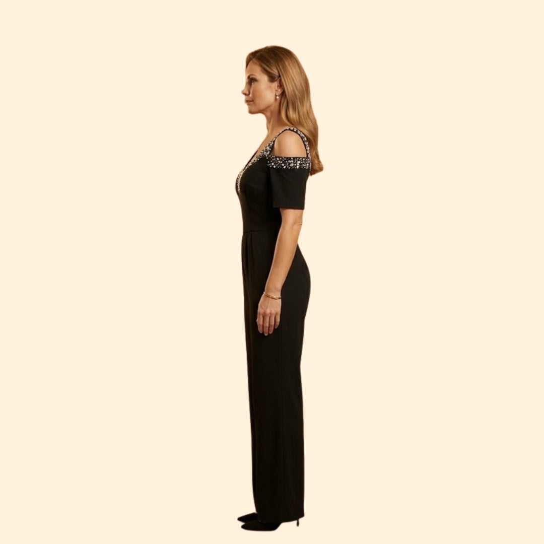 Women's Glittery Off-Shoulder Jumpsuit