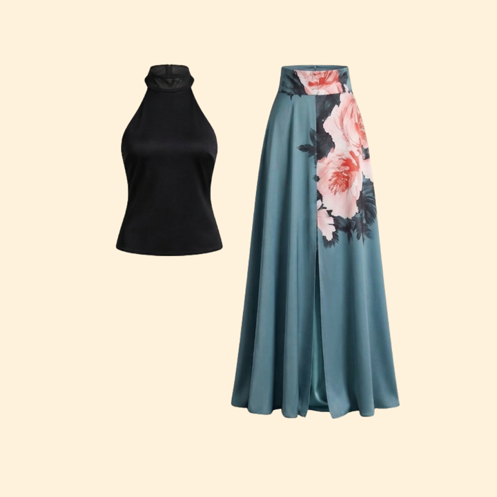 Women's Halter Floral Maxi Dress