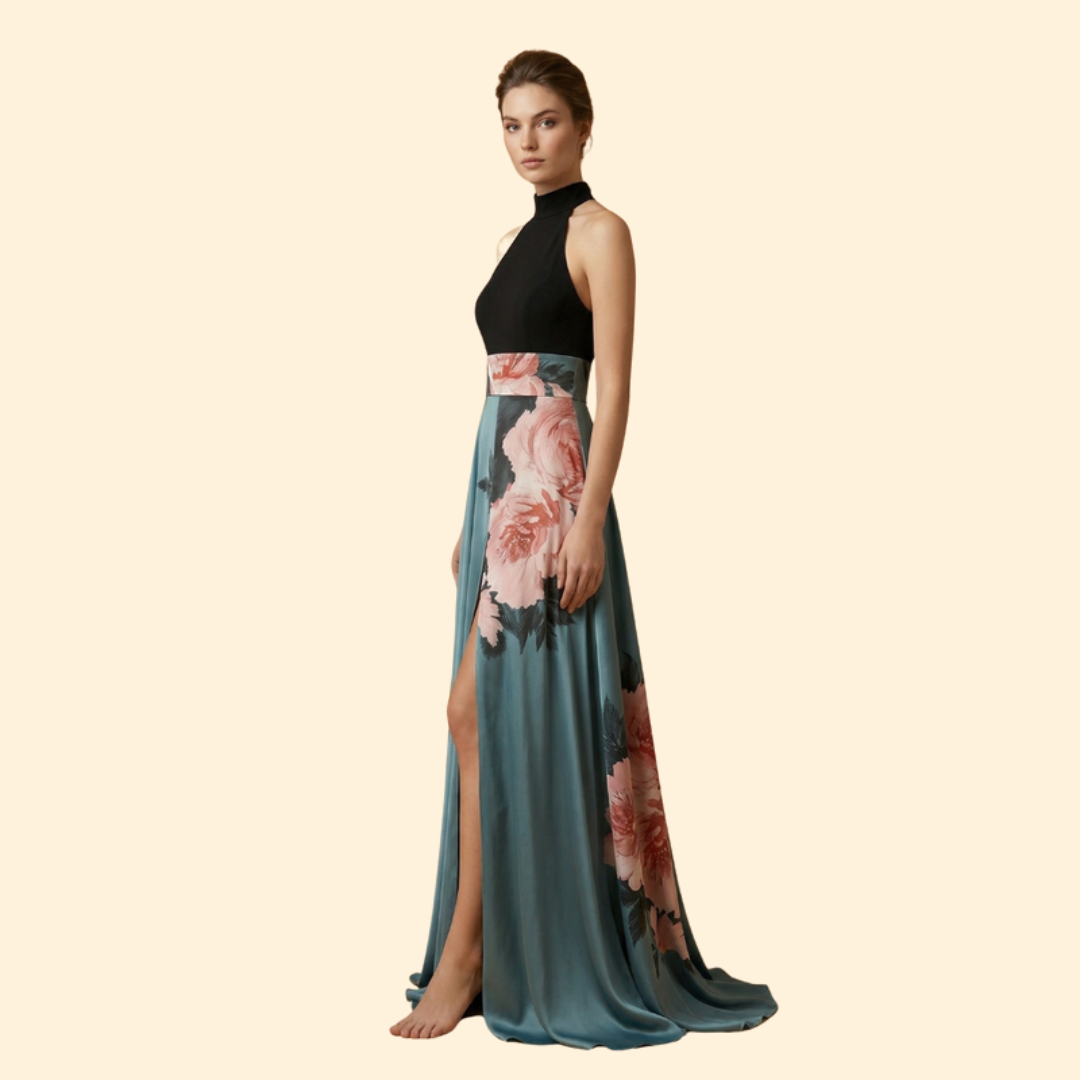 Women's Halter Floral Maxi Dress