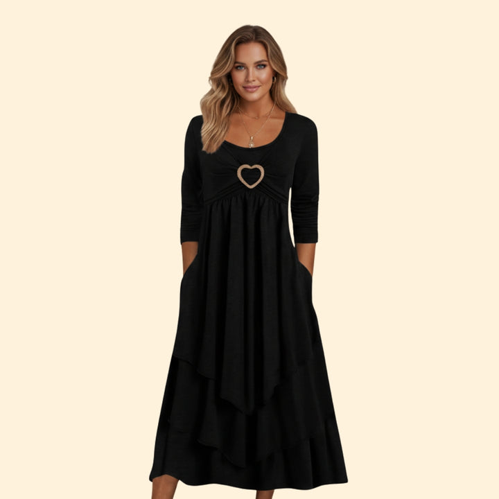 Women's Heart Detail Tiered Dress