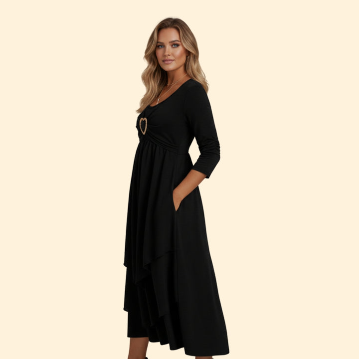 Women's Heart Detail Tiered Dress