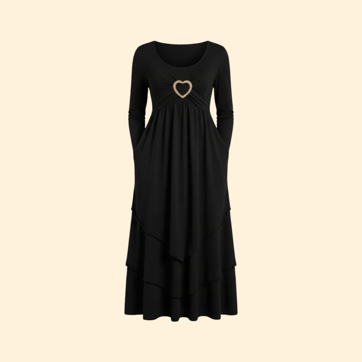 Women's Heart Detail Tiered Dress