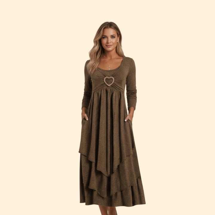 Women's Heart Detail Tiered Dress