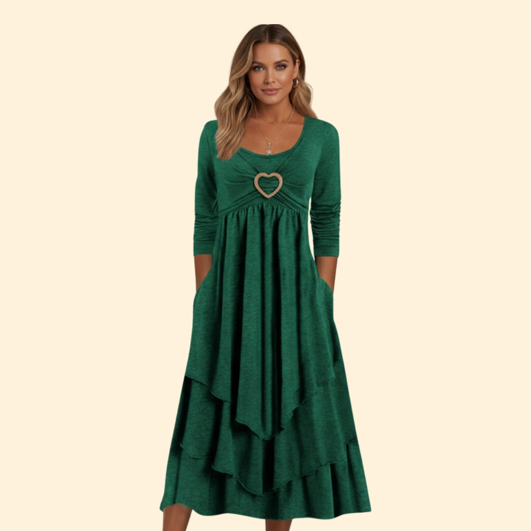 Women's Heart Detail Tiered Dress