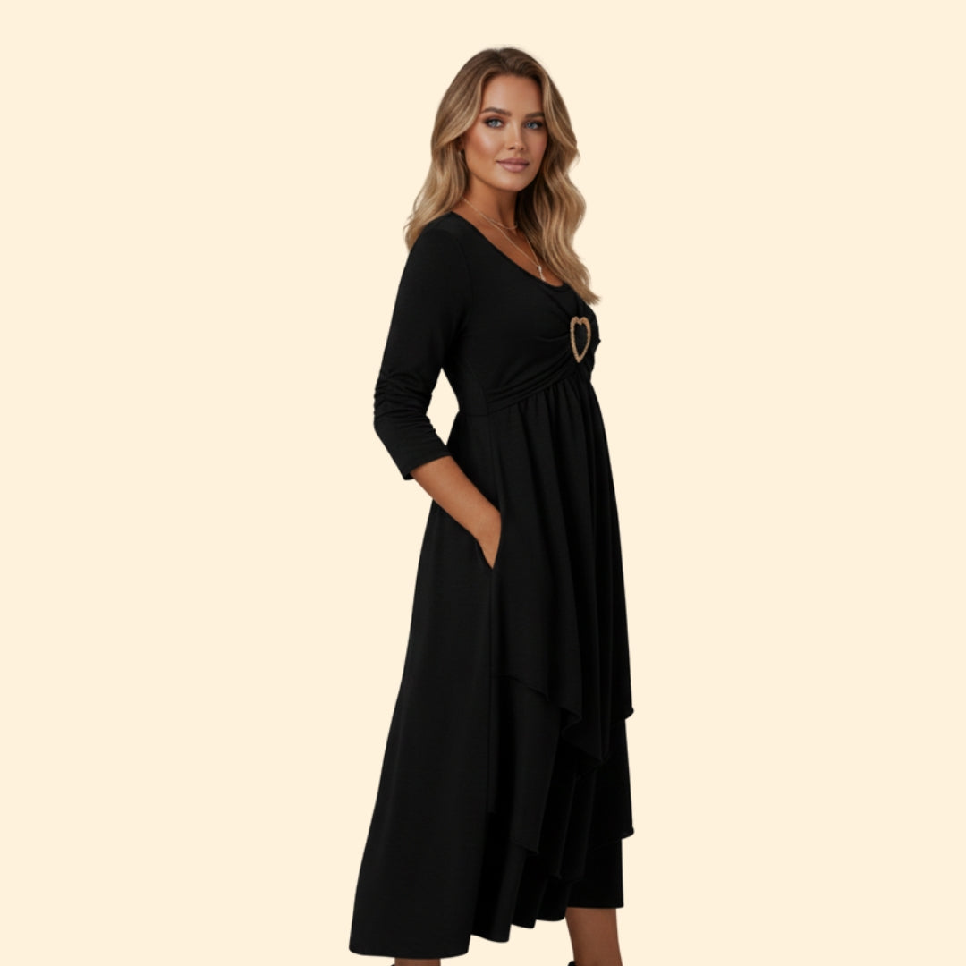 Women's Heart Detail Tiered Dress