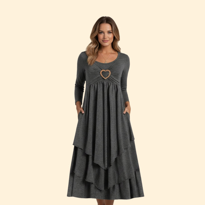 Women's Heart Detail Tiered Dress