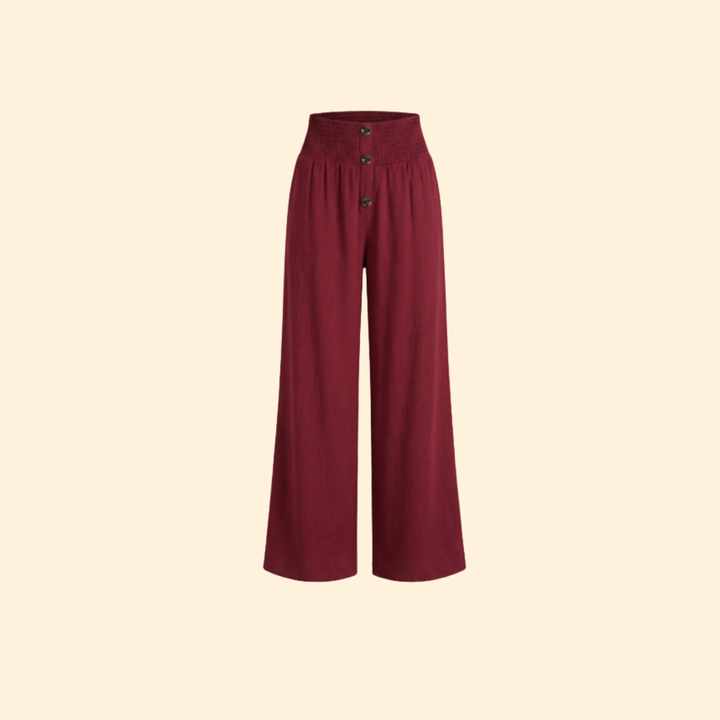 Women's High-Waisted Button Pants