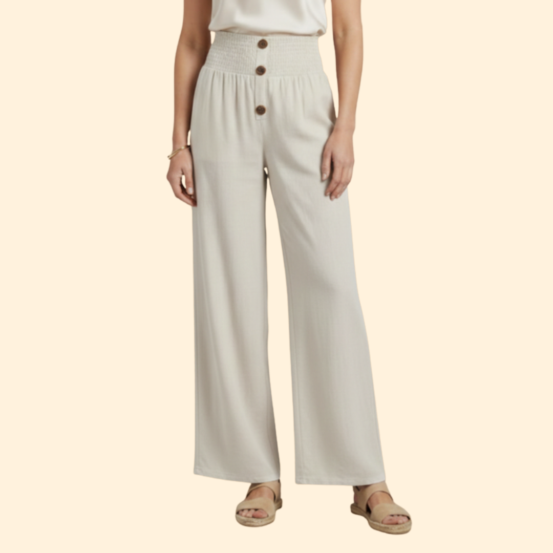 Women's High-Waisted Button Pants