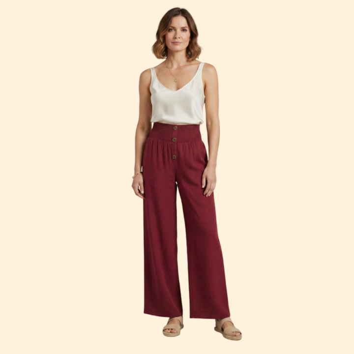 Women's High-Waisted Button Pants