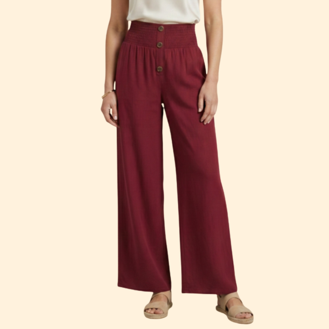 Women's High-Waisted Button Pants