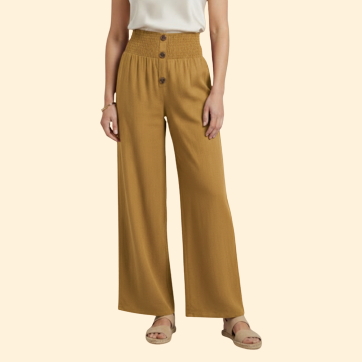 Women's High-Waisted Button Pants