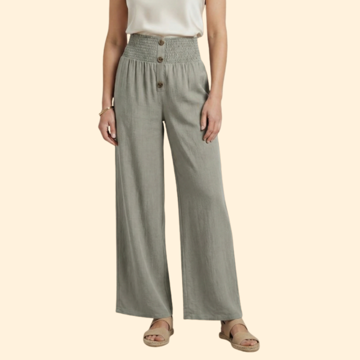 Women's High-Waisted Button Pants