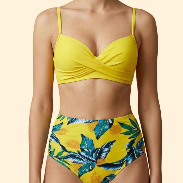 Women's High-Waisted Tropical Bikini