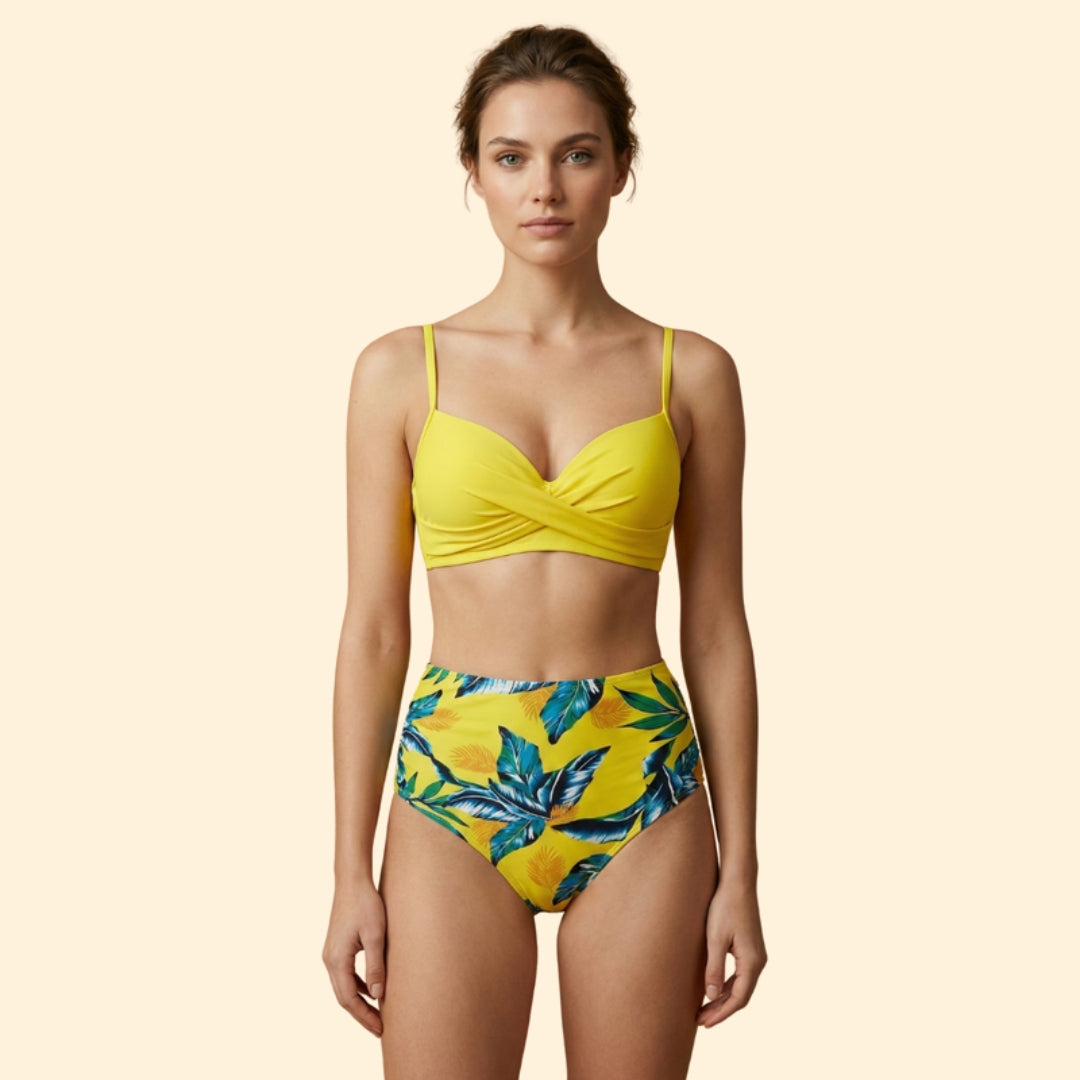 Women's High-Waisted Tropical Bikini