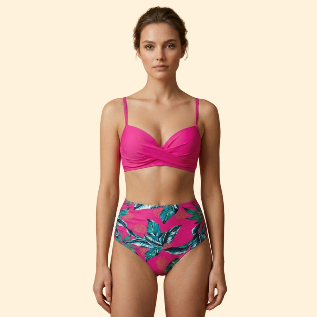 Women's High-Waisted Tropical Bikini