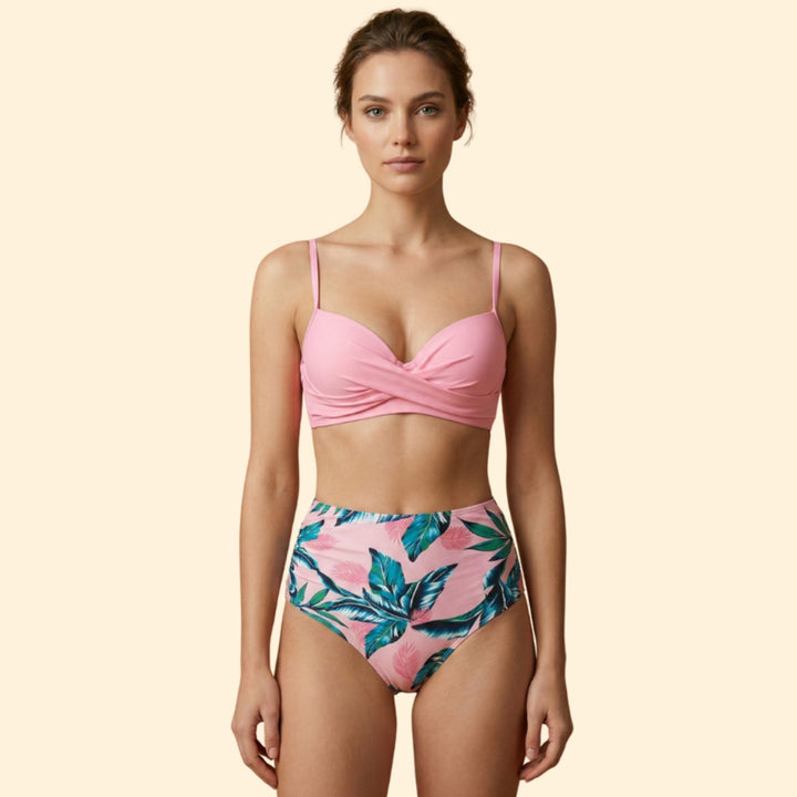Women's High-Waisted Tropical Bikini