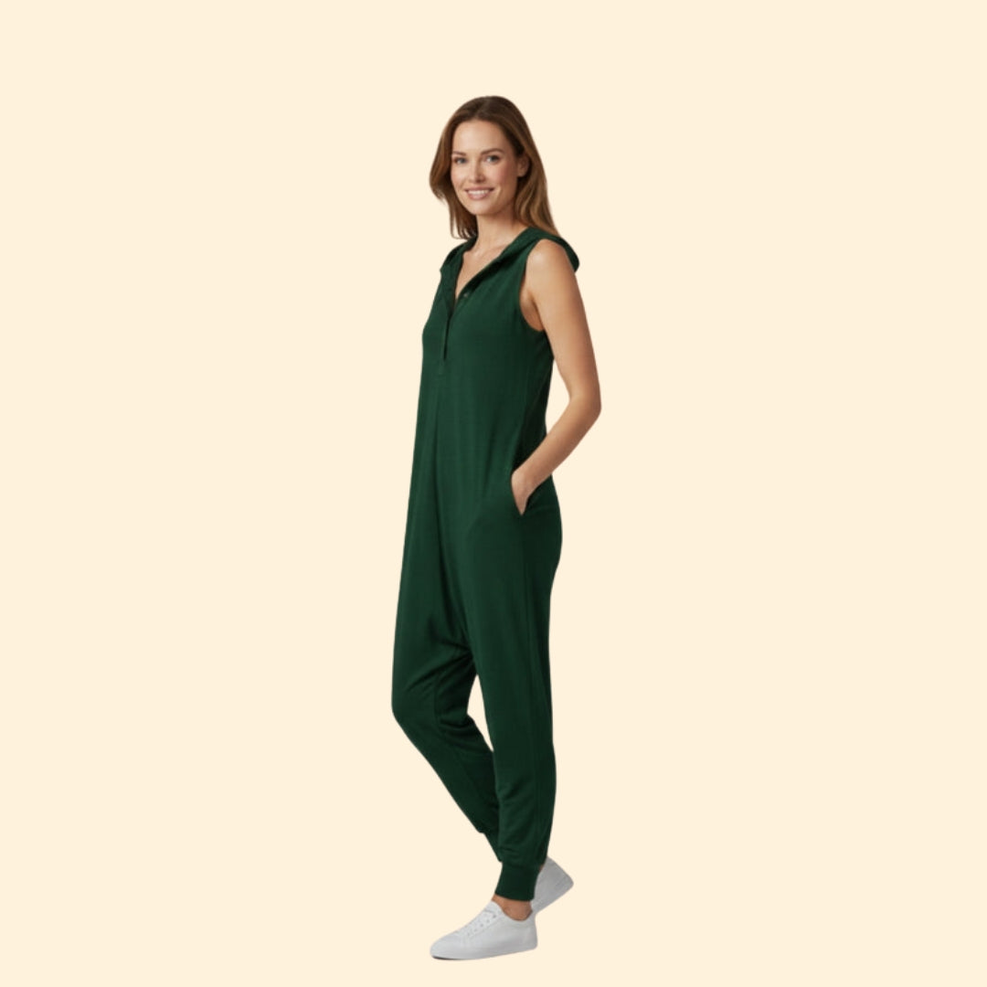 Women’s Hooded Button Jumpsuit