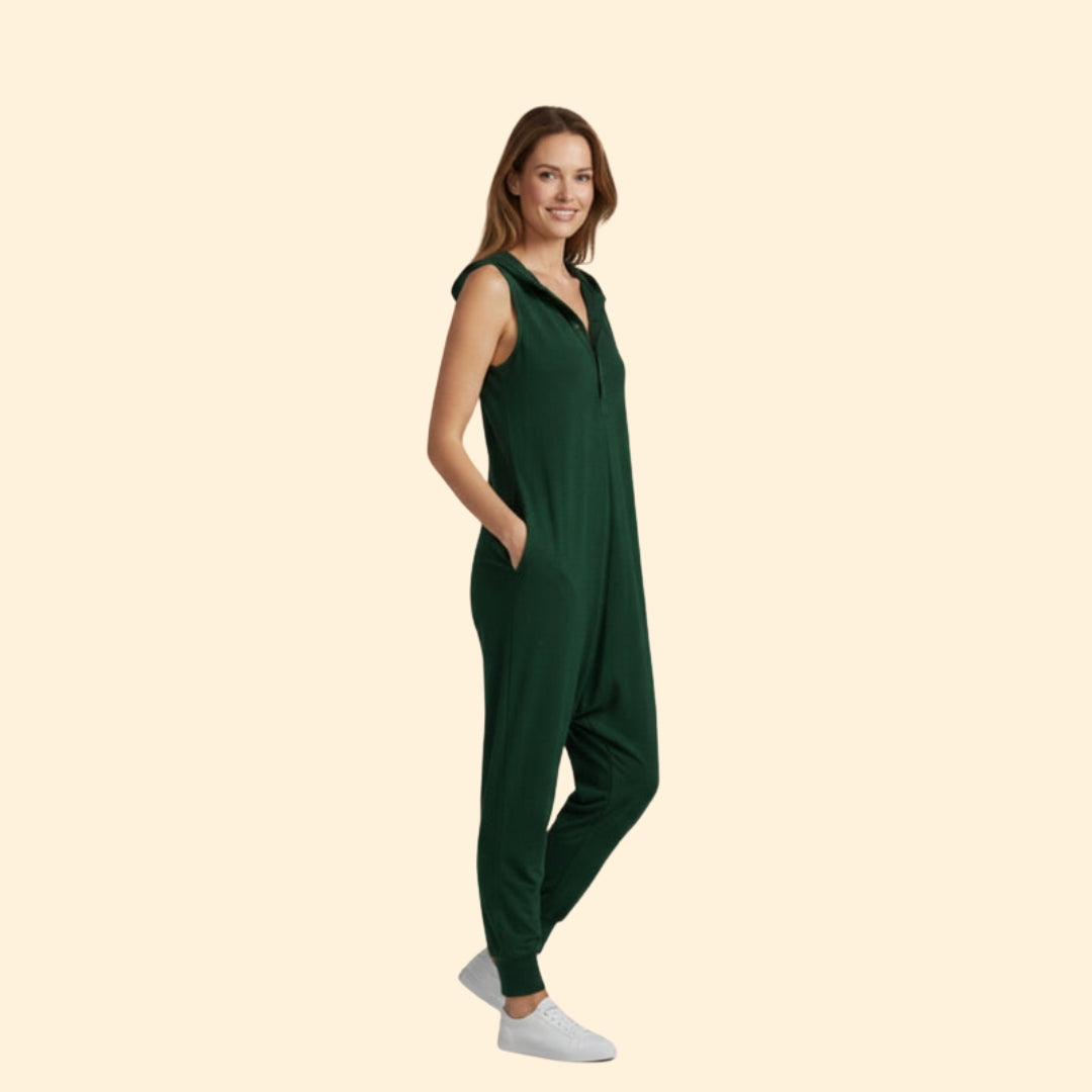 Women’s Hooded Button Jumpsuit