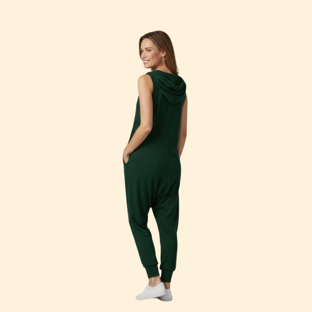 Women’s Hooded Button Jumpsuit