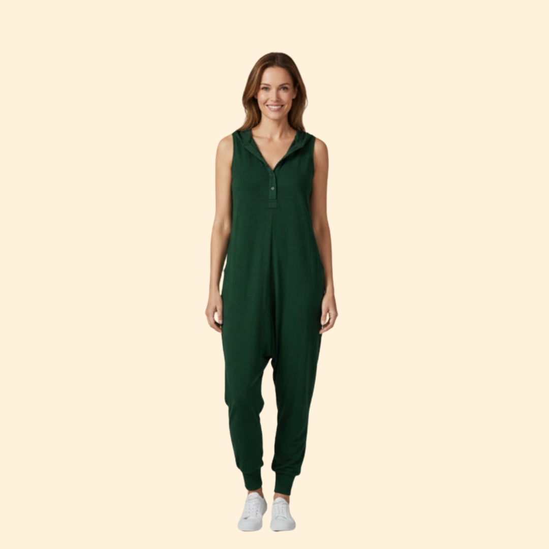 Women’s Hooded Button Jumpsuit