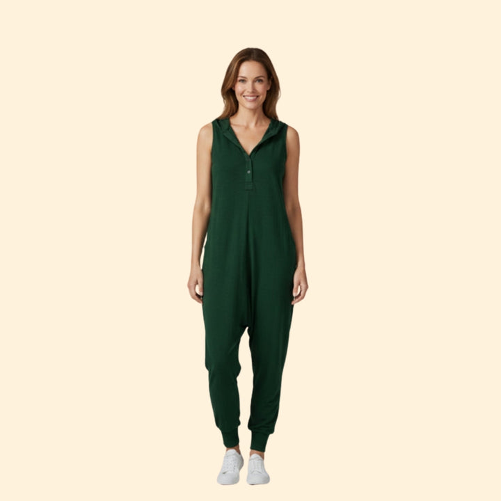Women’s Hooded Button Jumpsuit