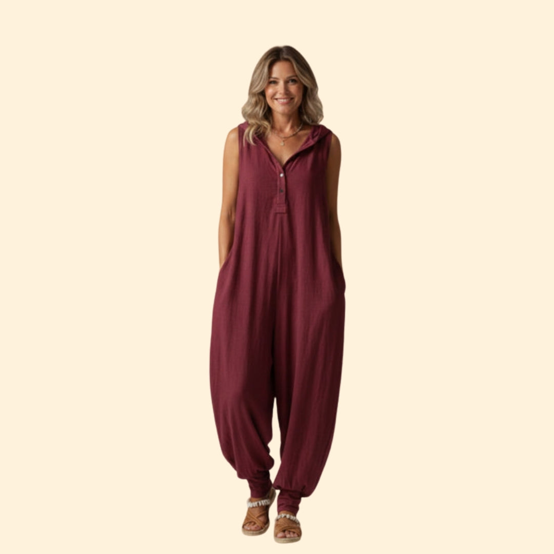 Women’s Hooded Button Jumpsuit