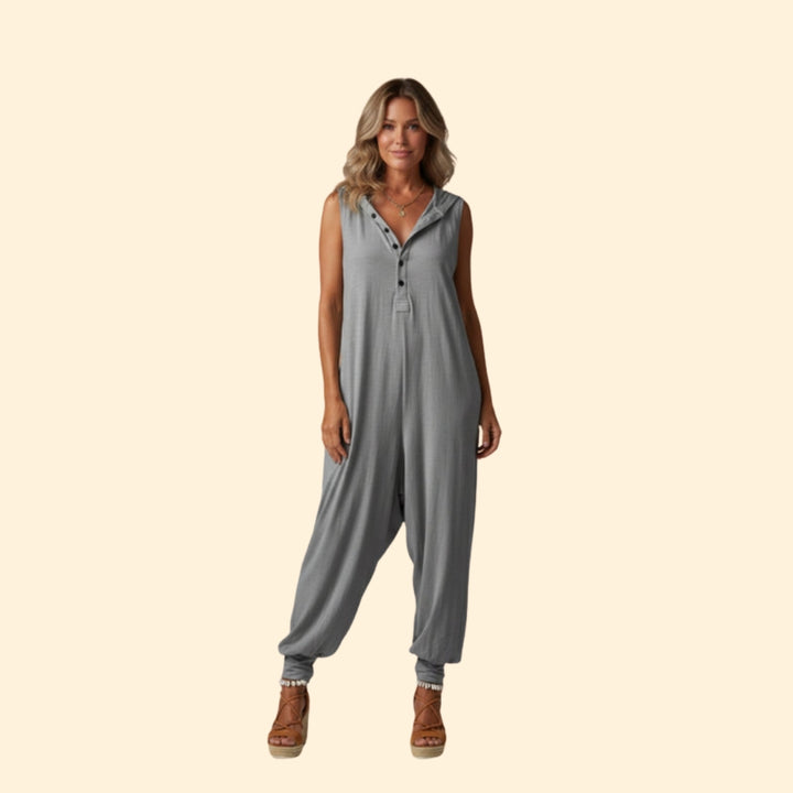 Women’s Hooded Button Jumpsuit