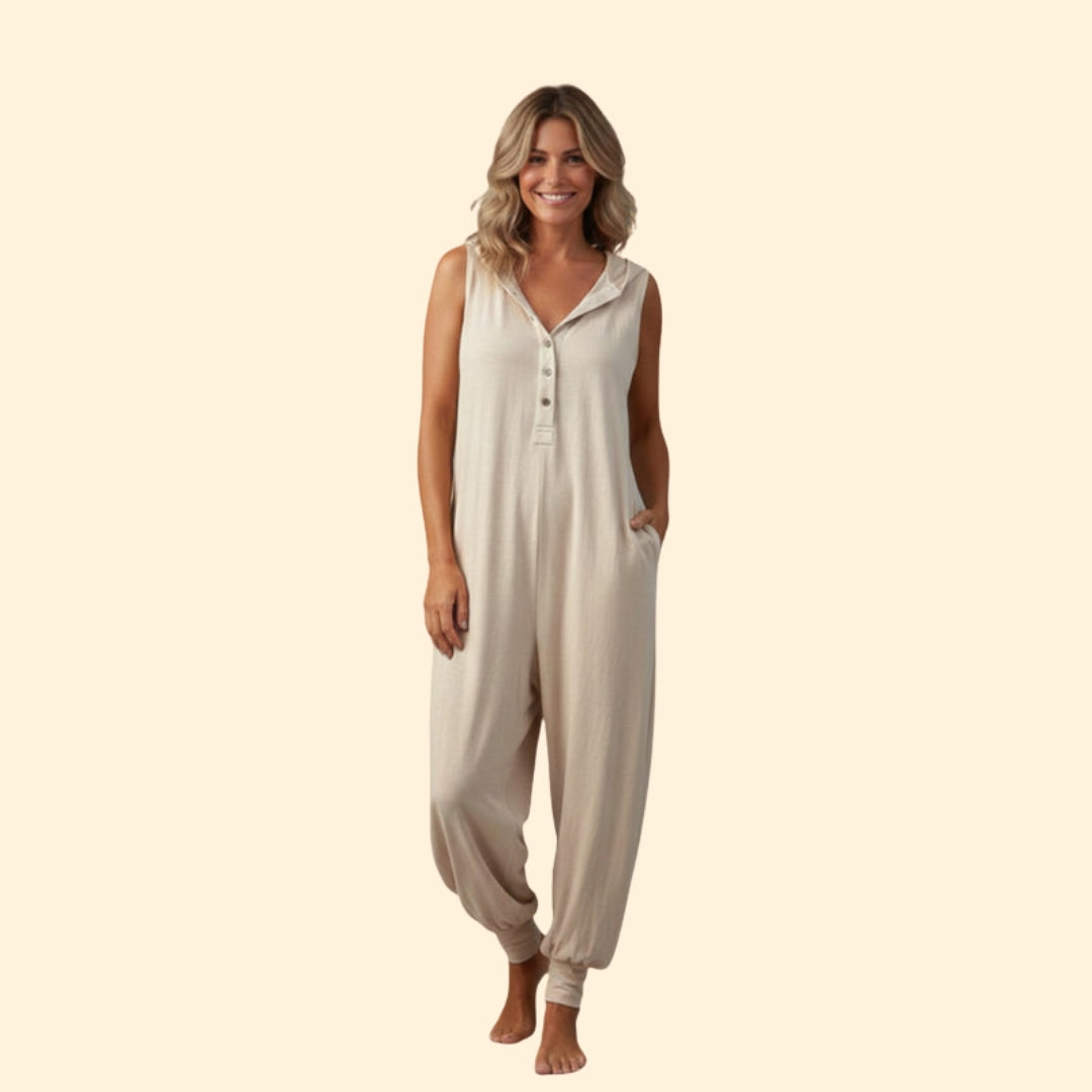 Women’s Hooded Button Jumpsuit