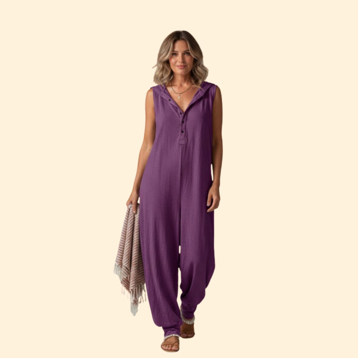 Women’s Hooded Button Jumpsuit