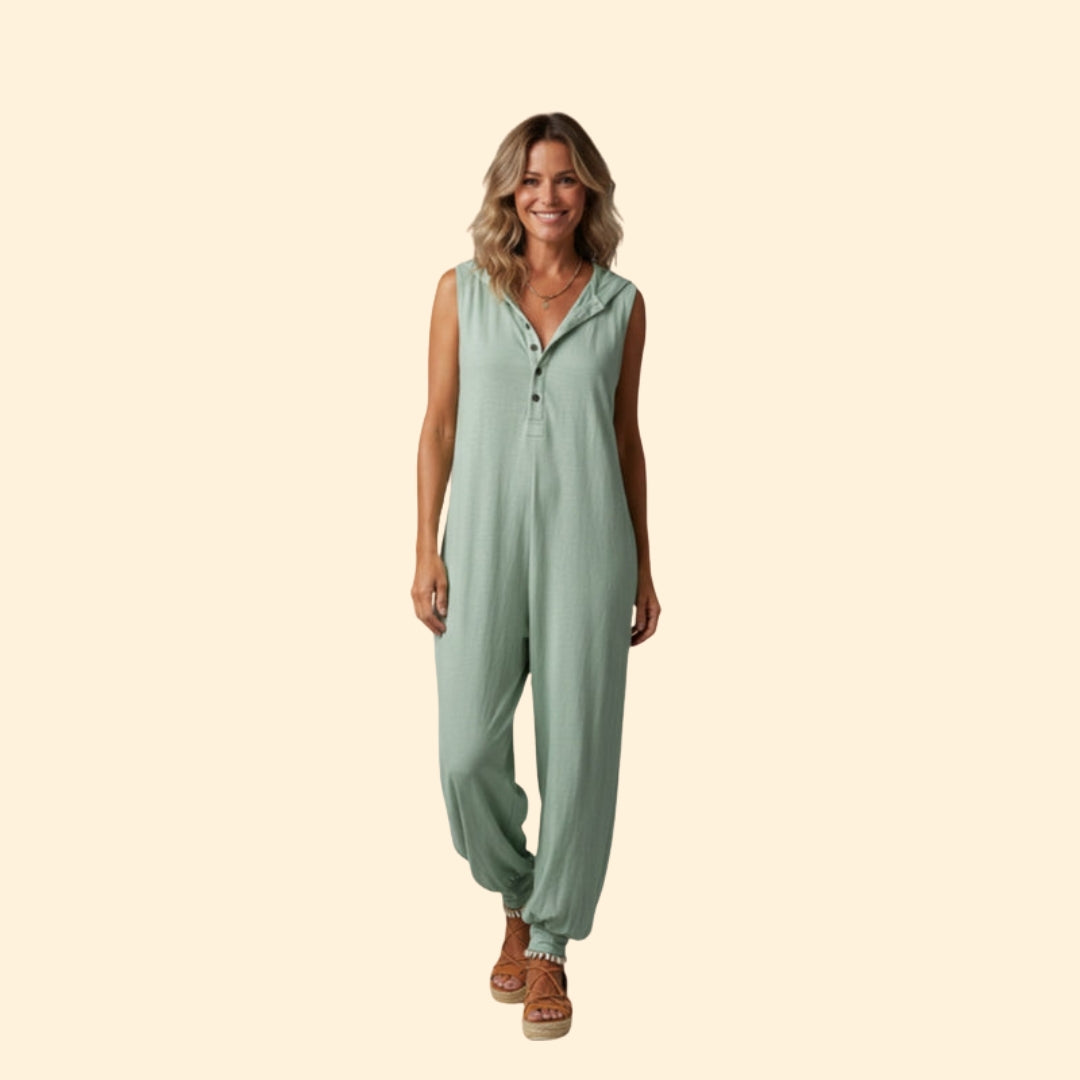 Women’s Hooded Button Jumpsuit