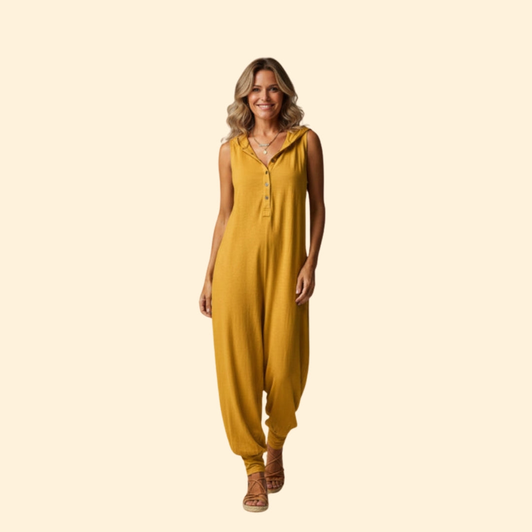 Women’s Hooded Button Jumpsuit