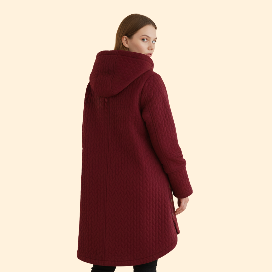Women’s Hooded Coat with Curved Hem