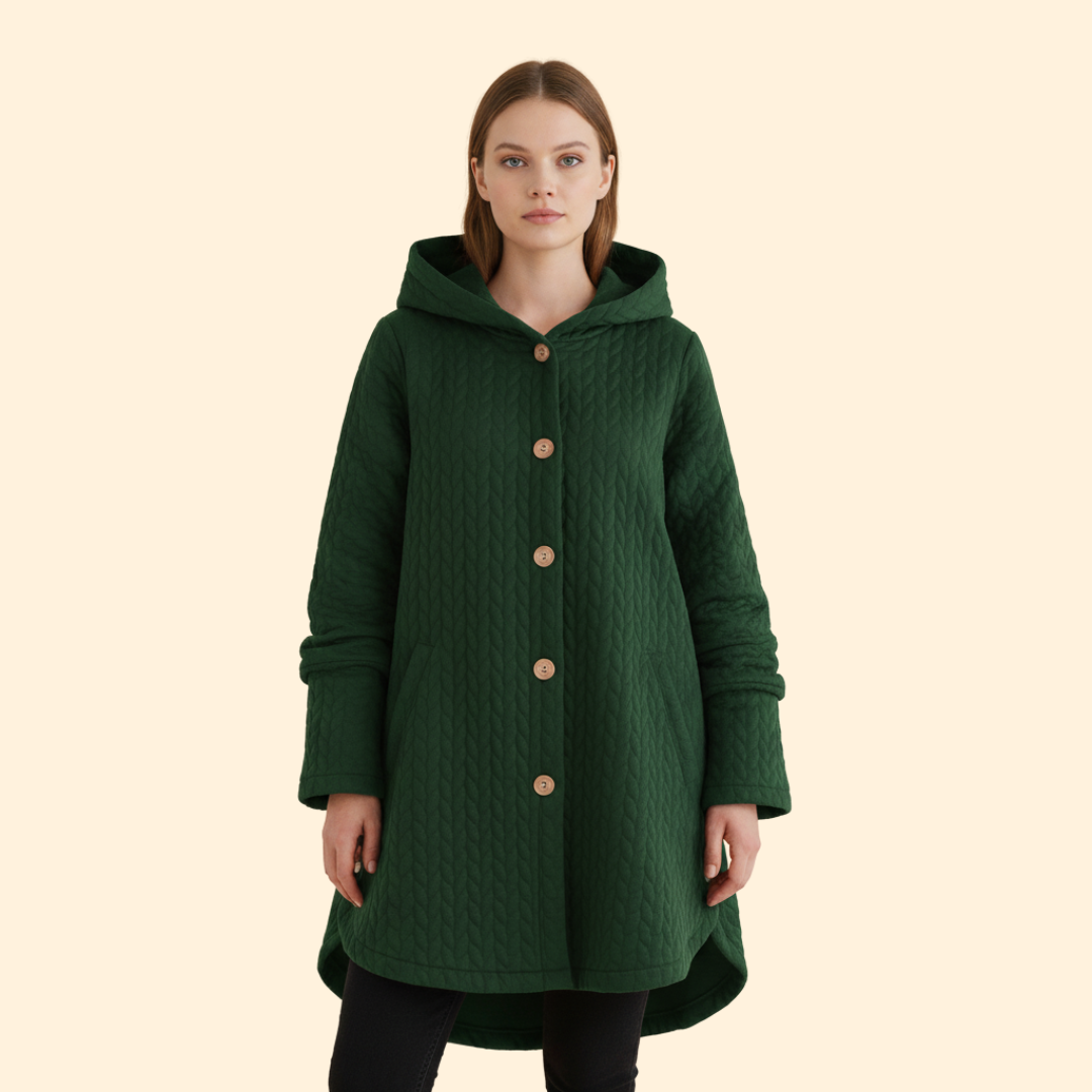 Women’s Hooded Coat with Curved Hem