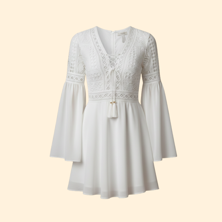 Women’s Lace Detail Trumpet Sleeve Dress
