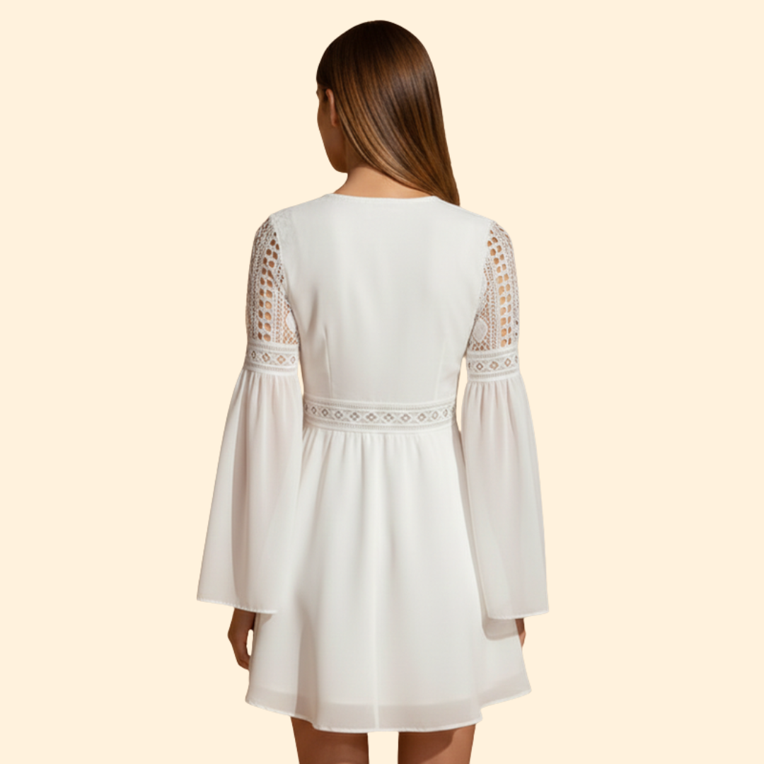 Women’s Lace Detail Trumpet Sleeve Dress