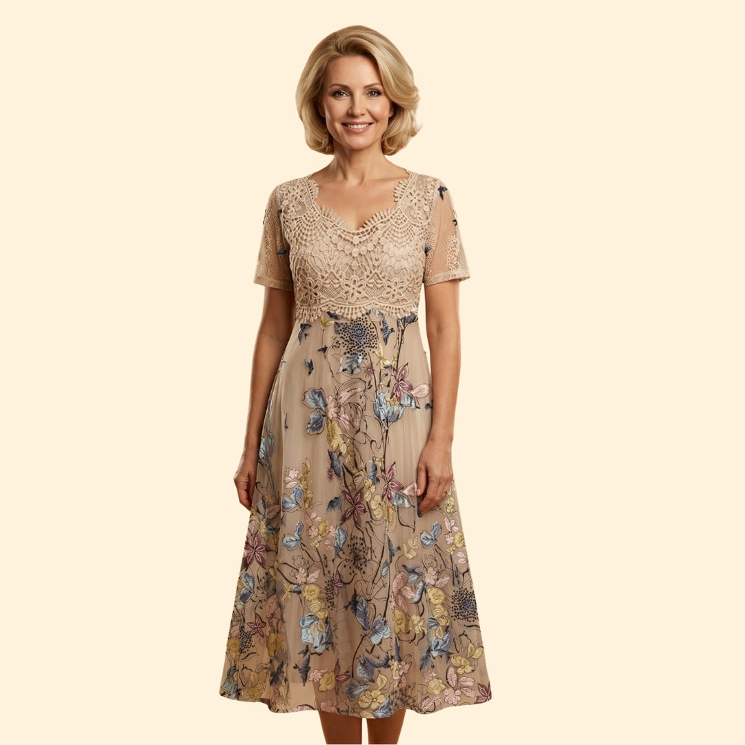 Women's Lace Floral Midi Dress