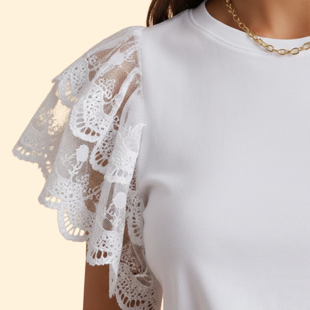 Women's Lace Shoulder T-Shirt