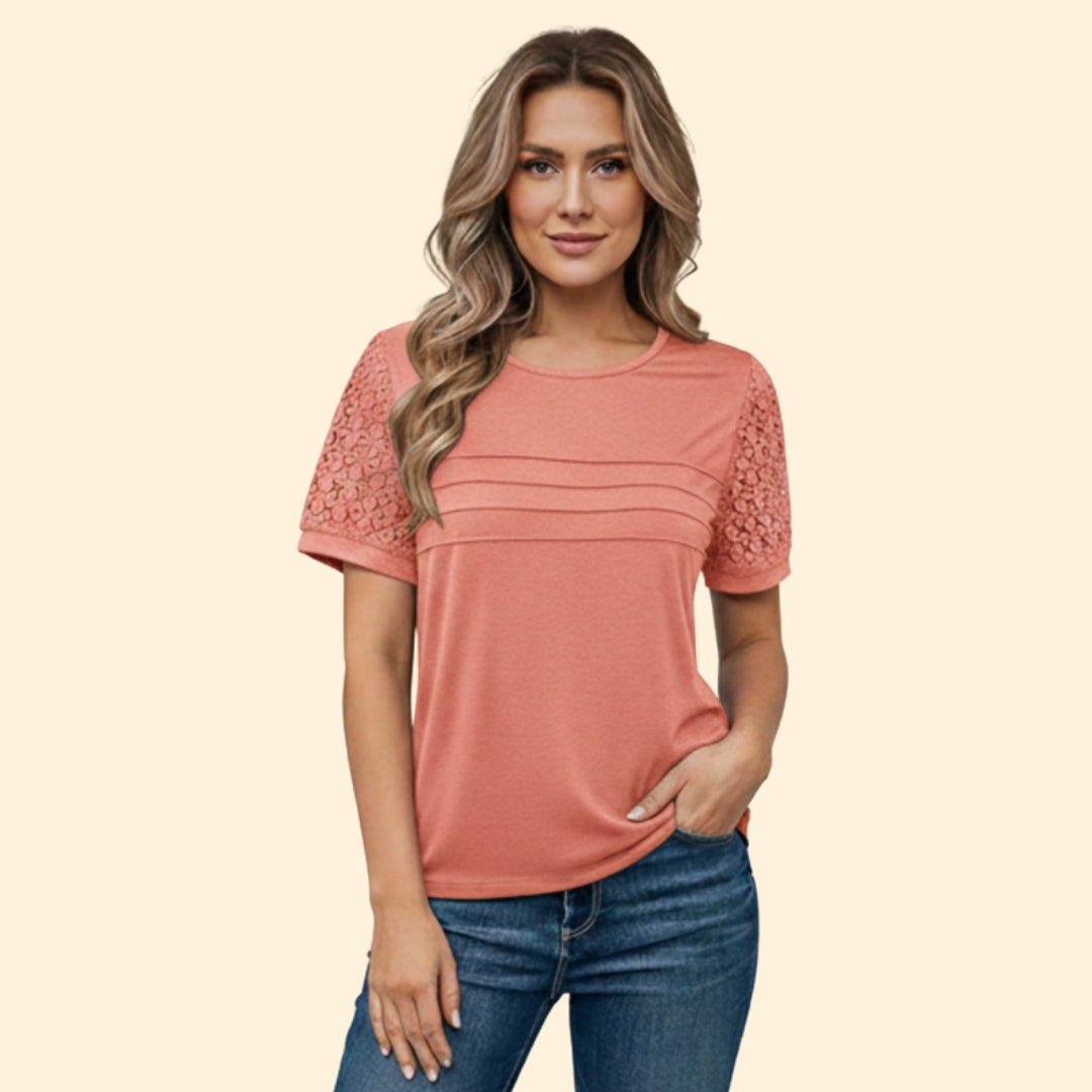 Women's Lace Sleeve Casual T-Shirt