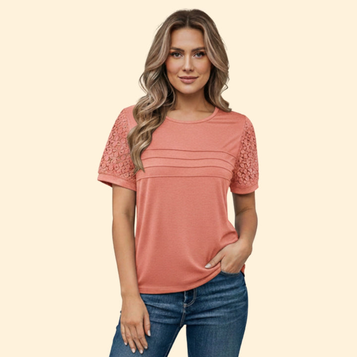 Women's Lace Sleeve Casual T-Shirt