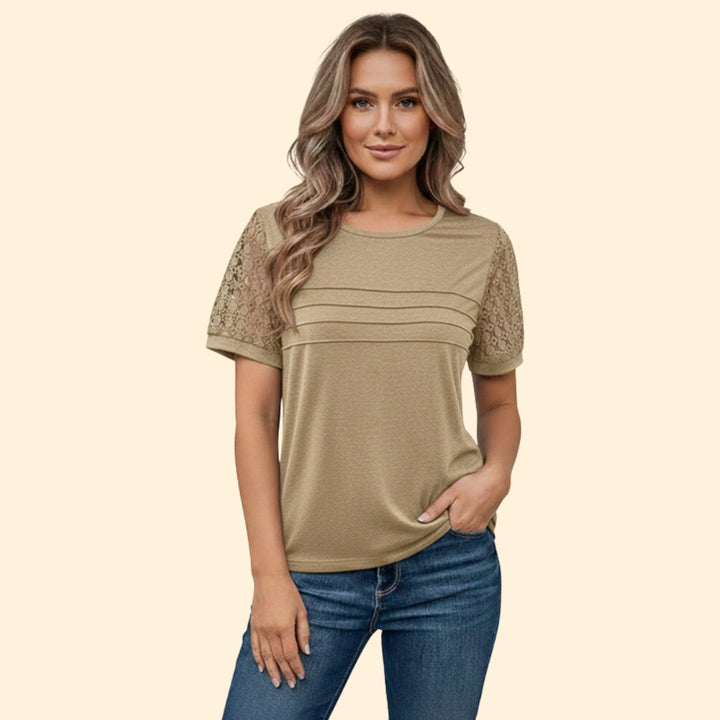 Women's Lace Sleeve Casual T-Shirt