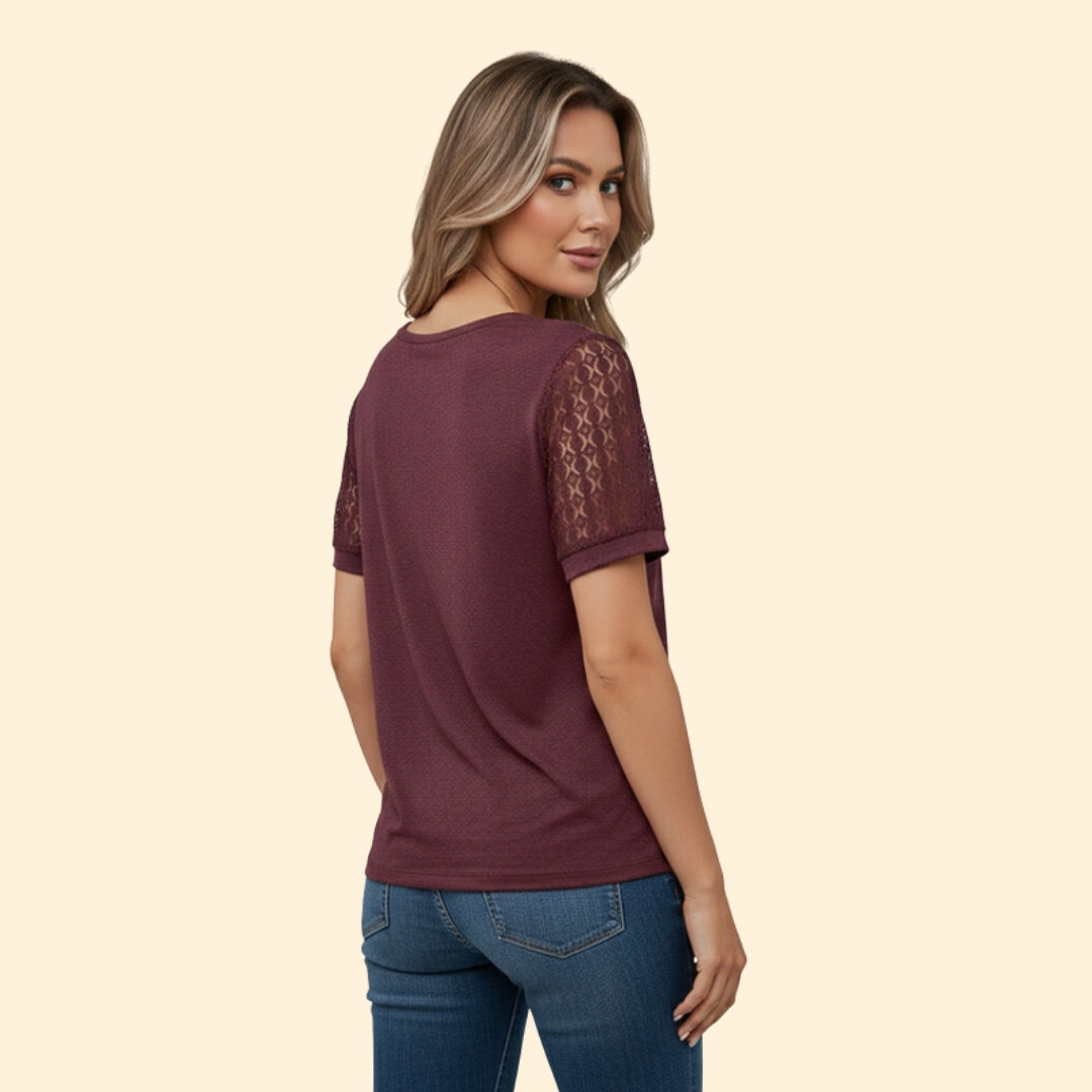 Women's Lace Sleeve Casual T-Shirt