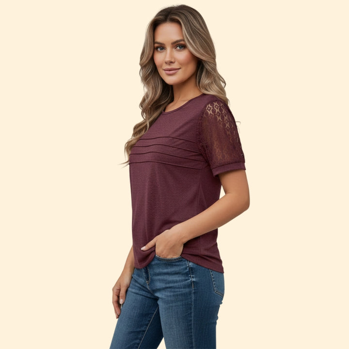 Women's Lace Sleeve Casual T-Shirt