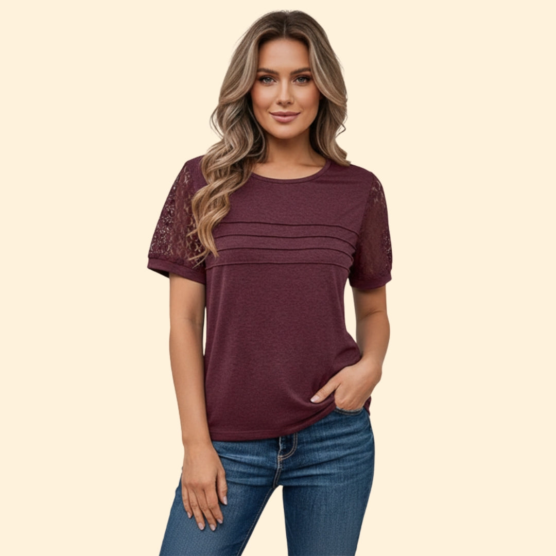 Women's Lace Sleeve Casual T-Shirt