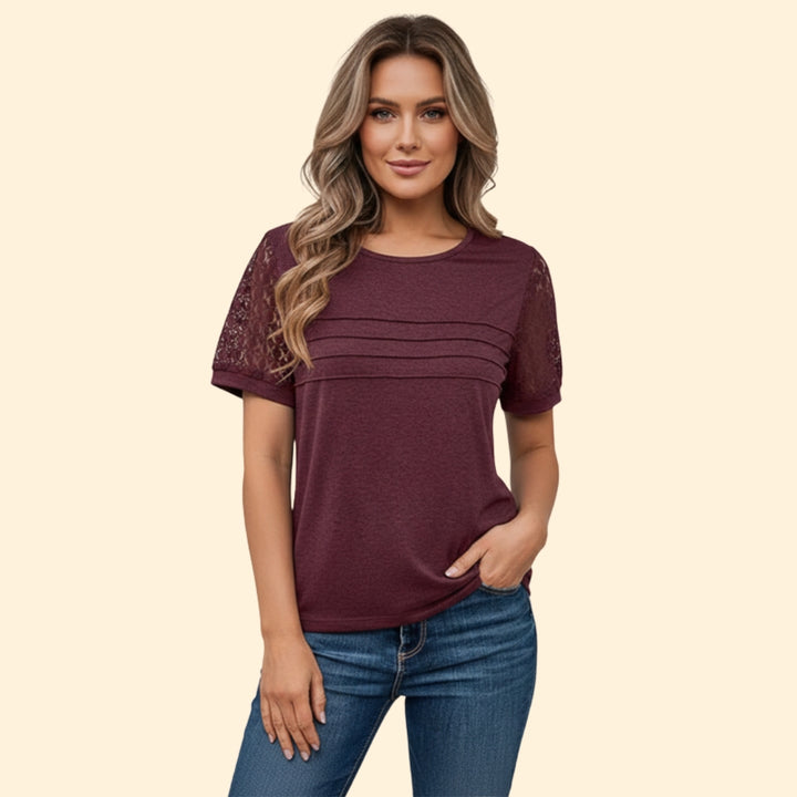 Women's Lace Sleeve Casual T-Shirt