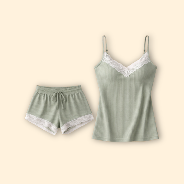 Women’s Lace Trim Pyjama Set